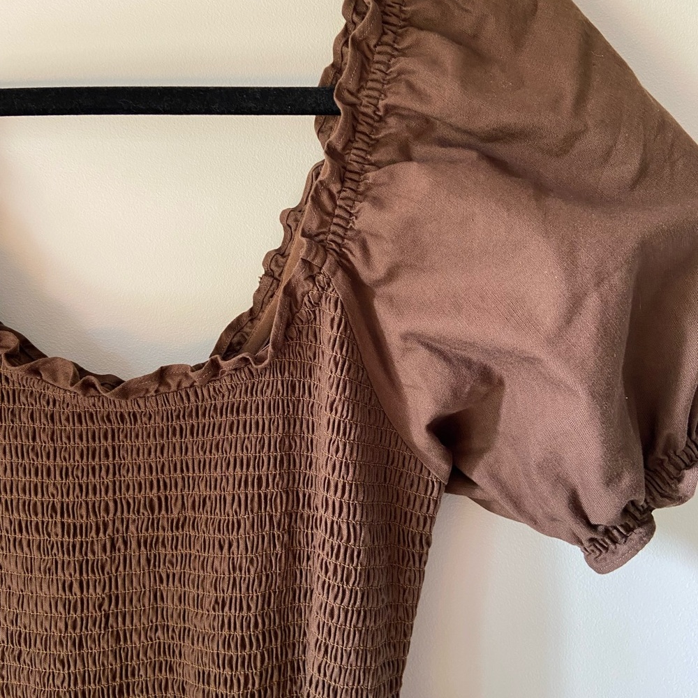 Tradlands Brown Linen Cotton Goldie Dress - Picture 2 of 4